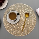 Gouden- Placemats - Rond - 38 cm - 4 stuks - Onderlegger - Hitte bestendig - Goud - Luxe uitstraling - Open gewerkt