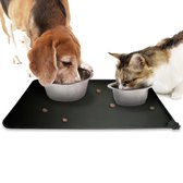 Winkrs - Placemat voor voerbak van hond of kat huisdieren - Zwart siliconen waterdicht - 30 x 48 cm