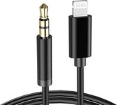 Aux Kabel iPhone Auto - iPhone Lightning naar Headphone Jack Audio Aux Kabel - 3,5 mm - 1 Meter - Zwart TPU