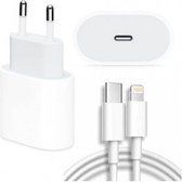 USB-C Power Adapter met Oplaadkabel - 20W USB-C Snellader met USB-C Kabel - USB C Lader Oplader Oplaadstekker Blokje Oplaadblokje