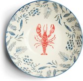 Riviera Maison Serveerschaal keramiek met Vissen en Kreeft - First Catch Serving Bowl - Blauw - Keramiek - 1 stuk