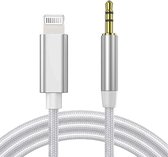 Aux Kabel iPhone Auto - iPhone Lightning naar Headphone Jack Audio Aux Kabel - 3,5 mm - 1 Meter - Zilver