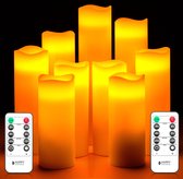 Happy Goods® - 9 delige Led kaarsen set - ECHTE WAX - 2 afstandsbedieningen – bewegende vlam