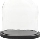 Clayre & Eef Stolp 33x19x35 cm Zwart Hout Glas Ovaal Glazen Stolp