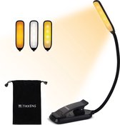Tikkens LED Leeslampje voor Boek - Leeslamp Bed - Boeklamp USB Oplaadbaar met Klem - 3 Lichtstanden & Oplaadbaar