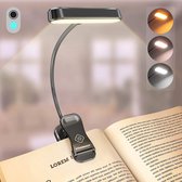 DynaBright Flexibele Led Leeslamp - Led Amber Licht - 5 Standen - Bureau Klemlamp - 3 Helderheid Niveaus - Draadloos - USB Oplaadbaar - Zwart - Bed Leeslamp - Bureau Klemlamp - Boek Lamp Staand