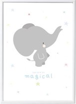 A Little Lovely Company Poster Olifant Junior 50 X 70 Cm Papier Wit/grijs