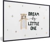 Fotolijst incl. Poster - Quotes - Spreuken - Dream big little one - Baby - Kids - Kinderen - Jongens - Meiden - 30x20 cm - Posterlijst