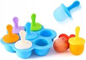 Fleau Kids Ijsvormpjes Siliconen - Ijslolly Vormen - Vormpjes voor Ijsjes - Ijshouder - Anti-knoei - 7 Stuks - BPA Free