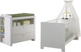 Olja babykamer set, ledikant en commode, wit.