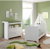 OLIVIA Ledikantenset 70x140 cm en dressoir met commode in wit melamine