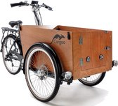 Bakfiets Cangoo Easy, frame groen, bak naturel bruin