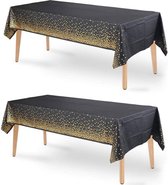 Partizzle 2x Zwart & Goud Plastic Wegwerp Tafelkleed Set - Verjaardag Versiering - Abraham Sarah Feest Decoratie - 274 x 137 cm