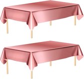 Partizzle 2x Rose Goud Plastic Wegwerp Tafelkleed Set - Verjaardag Bruiloft Sweet 16 Versiering - Feest Decoratie - 274 x 137 cm