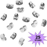 Fako Bijoux® - Oorbel Stoppers / Achterkantjes - Stainless Steel - 6mm - 25 Stuks