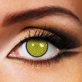 Partylens® kleurlenzen - Mesh Yellow Manson - jaarlenzen met lenshouder - partylenzen