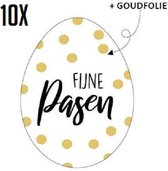 10x Sluitsticker - Fijne Pasen - RONA DESIGN® -Sluitzegel - Zwart – Wit – Goud – Ei – Ei vorm– Envelop - Pasen - Envelop stickers - Wens - Cadeau – Gift – Cadeauzakje – Traktatie - Leuk inpakken - Sluitsticker - Wensetiket - 40mm - 10 Stuks