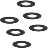 6x HOFTRONIC Bari - Waterdichte inbouwspot - LED - Rond zaagmaat 70mm - Zwart - Dimbaar - 5 Watt - 350 lumen - 230V - 4000K Neutraal wit - Verwisselbare GU10 - Plafondspots - Inbouwspot voor binnen - 2 jaar garantie