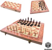 3-in-1 Bordspel - 48 cm - Schaakbord - Dambord - Backgammon - Schaakspel - Schaakset - Schaken - Dammen - Met Schaakstukken - Chess - Hout - Opklapbaar