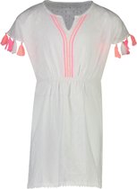 Snapper Rock - Kaftan met neon kwastjes voor meisjes - Wit - maat 86-92cm