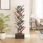 IN.HOMEXL - Skelton - Boekenkast met 8 planken en lades-  Industriële boekenplank – Industrieel Boekenrek  - Metaal - Hout  - Zwart / Bruin - 143 x 39 x 23 cm