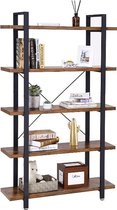 MIRA Home - Boekenrek - Woonkamer - Rustiek - Hout/Metaal - Bruin/Zwart - 29,5x105x177,5