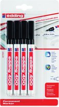 edding 400 Permanent Marker zwart - 4 stuks - Alcoholstift