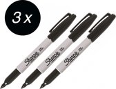 Sharpie Zwarte Permanent Classic Fine Marker - 3 Stuks