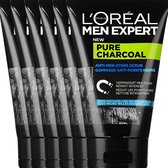 L'Oréal Paris Men Expert Pure Charcoal - Anti-Blackhead Scrub - 6 x 100 ml - Voordeelverpakking