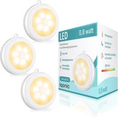 Iqonic Kastverlichting - Met Bewegingssensor - LED Lamp Op Batterijen - Draadloos - Warm Wit - 3 Pack