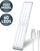 AXIMO Nieuwste generatie Kastverlichting met Bewegingssensor – 60 LED Cool White - Instelbare sterkte en traploos dimbaar - Krachtpatser USB oplaadbaar - Keukenverlichting onderbouw – Verlichting met sensor – Dimbaar - Draadloos