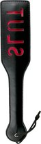 EasyToys Paddle Leer Slut - Spaking Paddle voor hem en haar - Kinky Leren Paddle met Slut bedrukking - Zwart