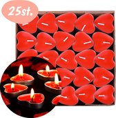 Romantische Hartjes Kaarsen - Rood - 25 Stuks - Waxinelichtjes