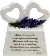 Marmer gedenksteen met 2 harten in Memoriam overleden (bij het zien ... )