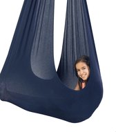 Therapie schommel, voor kinderen, Extensso®, Kleur : Blauw , Grootte: 100x 240cm , yoga swings, Hangschommel, Indoor en Outdoor, Schommel, Hangmat, Kalmerende werking, Autisme, ADHD, Asperger, Aerial, Yoga, Relax, inbakeren