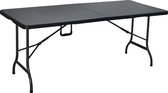 ERRO Vouwtafel - wickerlook - 180x74cm - zwart