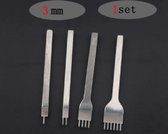 IJzeren Drevel voor het maken van Gaatjes in Leer- Met een afstand tussen de tanden van 3 mm - Gereedschap - Basis tool - Ijzerendrevel - Craft - Perforatoren - Lederwaren - Leather Crafts - 4 Stuks Drevel set