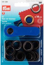 Prym 10 Ringen + Schijven 14mm - zwart