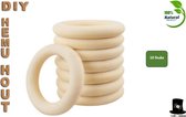 Bob Online ™ - 10 Stuks – 40mm Hemuhout Ringen – Hemuhout Ringen - Voor Knutselen, doe-het-zelf Handwerk, Sieraden, Houten Ring, Hanger, Plantenhanger, Decoratie + Accessoires – 10 Pcs – 40mm Hemu Wood Rings – 40mm Hobby Houten Ringen