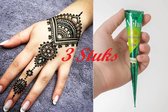 3 X Stuks Henna Tattoo - Tijdelijke Tatoeage - Festival Tattoe - Zomer feest tatoeage's - Festival Tattoo - Neptattoo - Henna Tattoo inkt pasta 3 cones 3 tubes 25 Gram/tube - Natuurlijke Kruiden - Henna pasta - 25 gr/tube