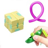 Fidget toys pakket onder de 15 euro - onder 20 euro - fidgets set - cube - friemelkubus - rope - pea popper - 3 stuks