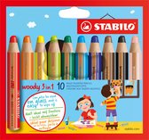 STABILO Woody 3 in 1 - Multi Talent Kleurpotlood - Etui Met 10 Kleuren