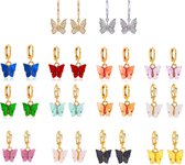 28 Stuks - Vlinder Charms - Acrylic -  Metalen Vlinder Hanger - Geschikt Voor DIY / Sieraden Maken / Hanger / Oorbellen / Armbanden / Ketting - 14 Kleuren - 1.3 x 2.5 cm