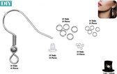 Bob Online ™ - 50 Stuks – Basic - DIY - Zelf Oorbellen Maken Kit – Zilver Kleurig - Kit voor het maken van Oorbellen – Hypoallergene – Oorhaken, Oorbelstoppers / Oorbel achterkant, Open Buigringen – DIY – Earring making Kit – Oorbelreparatie Kit