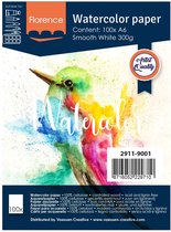 Aquarelpapier - Intense White - A6 - 300 grams - Gladde Structuur - Smooth - Florence - 100 vellen