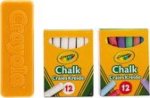 Crayola - Set 24 witte en gekleurde krijtjes voor schoolbord met wisser