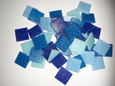 Glas mozaïek steentjes 2x2cm Blauw mix  350 gram