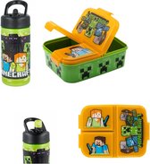 Minecraft - lunchbox - Broodtrommel - multi compartimenten + incl.  drinkbeker van 400ml