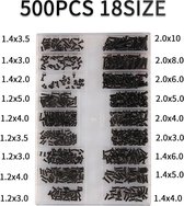 DW4Trading Assortimentdoos Hele Kleine Zwarte Schroefjes M1,2 t/m M2 - Metrisch - 500 Delig