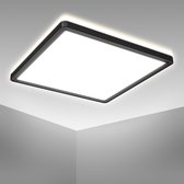 B.K.Licht - LED Plafonniére - zwart - led paneel - plafondlamp - l: 29.3cm - 4.000K - 2.400Lm - 18W